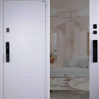 Стальная дверь "Горизонт" с зеркалом (биометрический замок Smart lock Y23)