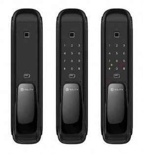 Врезной электронный дверной замок Solity GSP-1000BK BLACK с отпечатком пальца