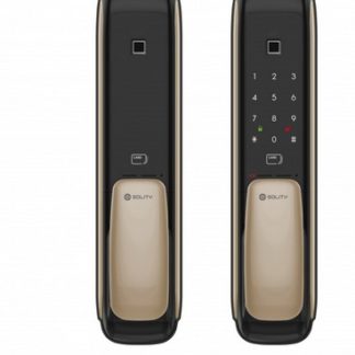 Врезной электронный дверной замок Solity GSP-1000BK GOLD с отпечатком пальца