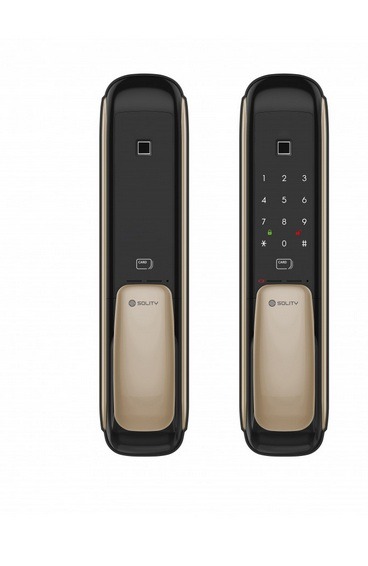 Врезной электронный дверной замок Solity GSP-1000BK GOLD с отпечатком пальца Врезной электронный дверной замок Solity GSP-1000BK GOLD с отпечатком пальца